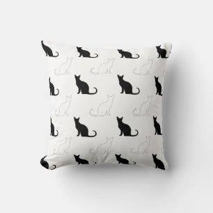 Silhouettes Of Black and White Cats Throw Pillow