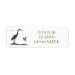 Silhouettes of Great Blue Heron Label
