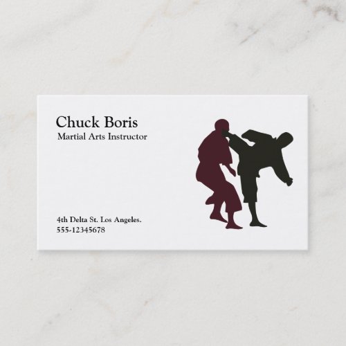 Silhouettes of Martial Artists During a Fight Business Card Template