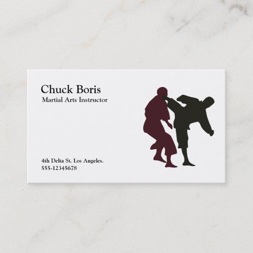 Customizable Silhouettes of Martial Artists During a Fight Business Card Template