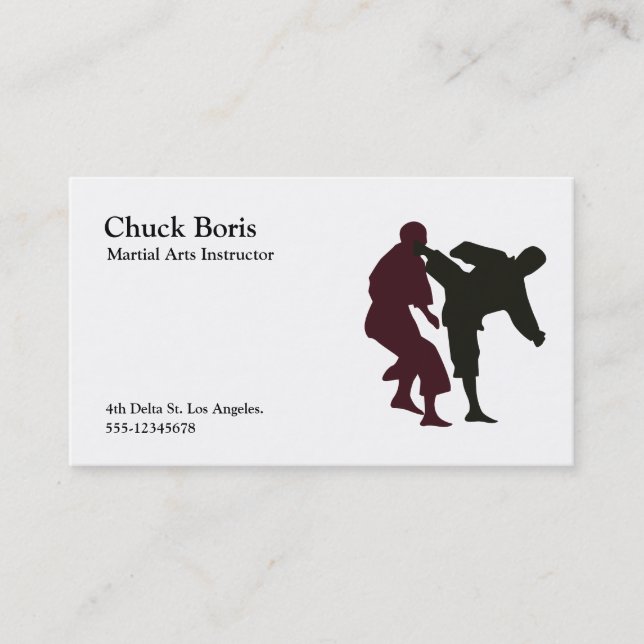Silhouettes of Martial Artists During a Fight Business Card (Front)