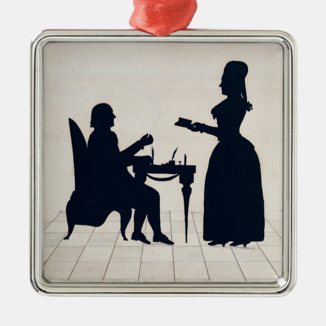 Silhouettes of Monsieur and Madame Roland Metal Ornament (Front)