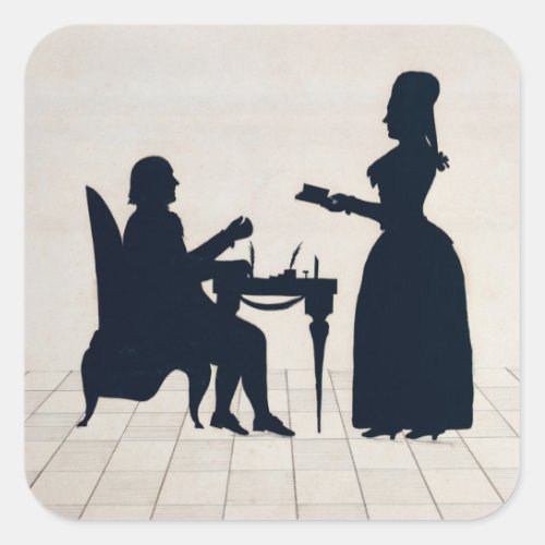 Silhouettes of Monsieur and Madame Roland Square Sticker