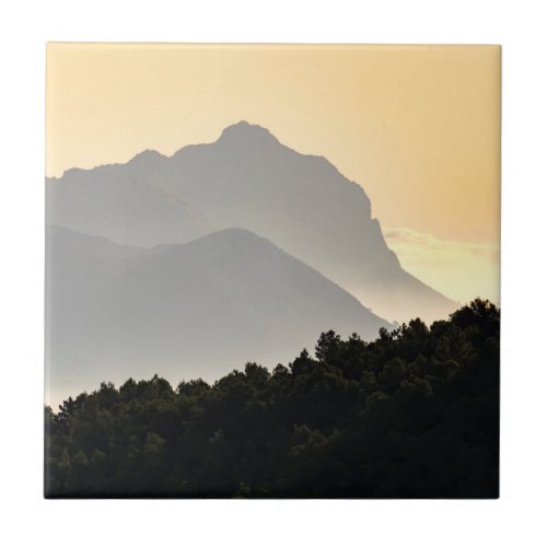 Silhouettes of Mountains Ceramic Tile
