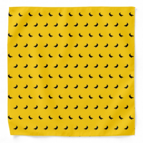 Silhouettes of Small Black Bananas on Yellow Bandana