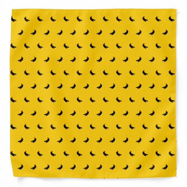 Silhouettes of Small Black Bananas on Yellow Bandana (Front)