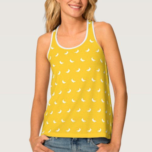 Silhouettes of Small White Bananas on Yellow Tank Top