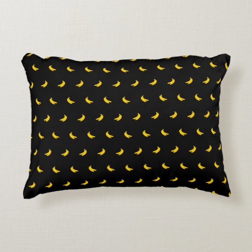 Silhouettes of Small Yellow Bananas on Black Accent Pillow