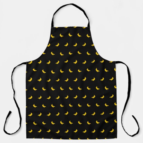 Silhouettes of Small Yellow Bananas on Black Apron