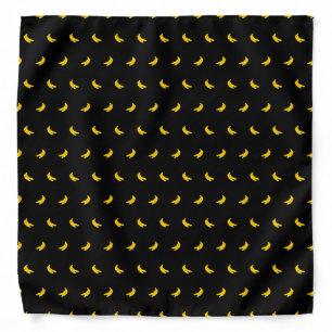 Silhouettes of Small Yellow Bananas on Black Bandana