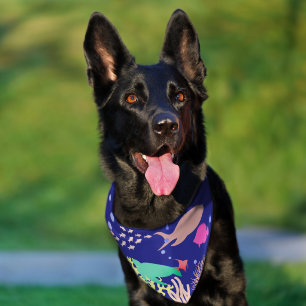 Silhouettes of the sea pet bandana collar