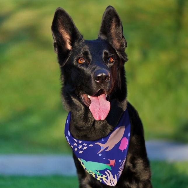 Silhouettes of the sea pet bandana collar (Dog)