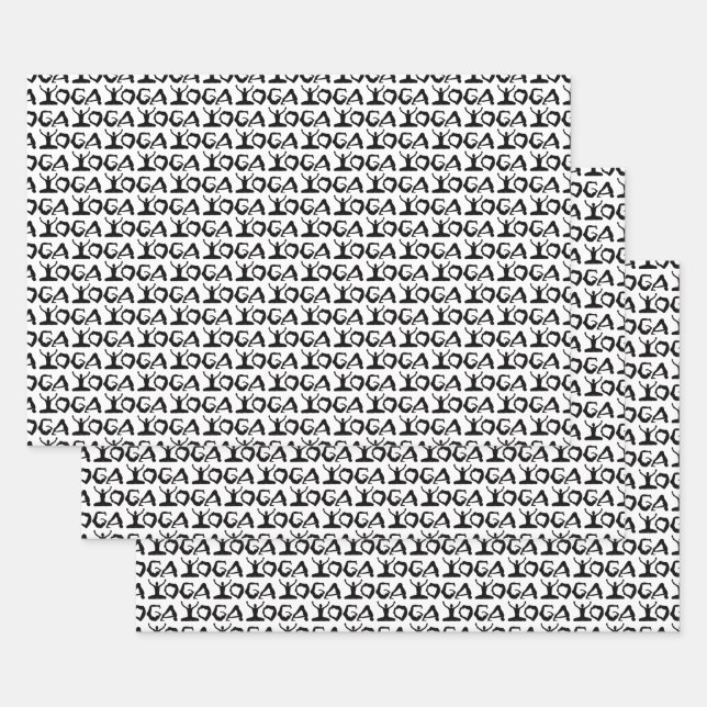 Silhouettes Of Yoga Positions Wrapping Paper Sheets (Set)