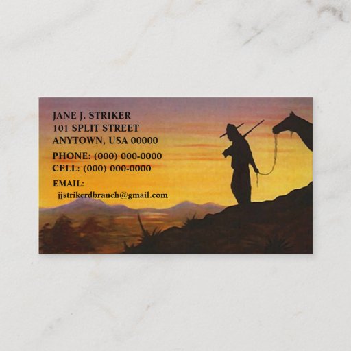 Customizable SILHOUETTES w/ WESTERN SKY SUNSET BUSINESS CARDS!