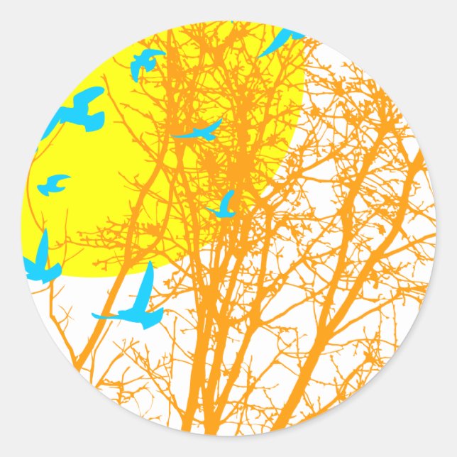 silhouscreen birds classic round sticker (Front)