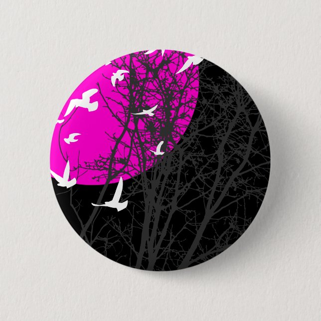 silhouscreen birds pinback button (Front)