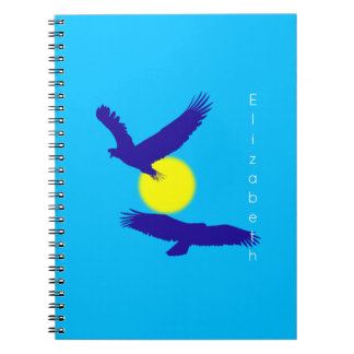 Silhoutette of Flying Eagles Notebook