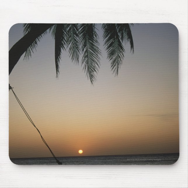 Silhuetted empty hammock at sunset mouse pad (Front)