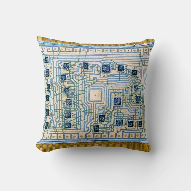 Silicon Chips on a Circuit Throw Pillow (Front)