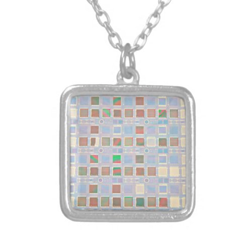 Silicon Chips on a Wafer Silver Plated Necklace