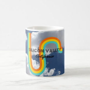 Silicon Valley California Retro Rainbow and Clouds Coffee Mug