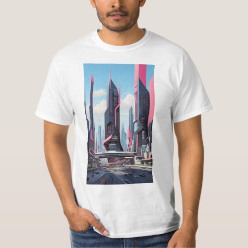Silicon Valley Futurism Abstract Cityscape Art T_Shirt