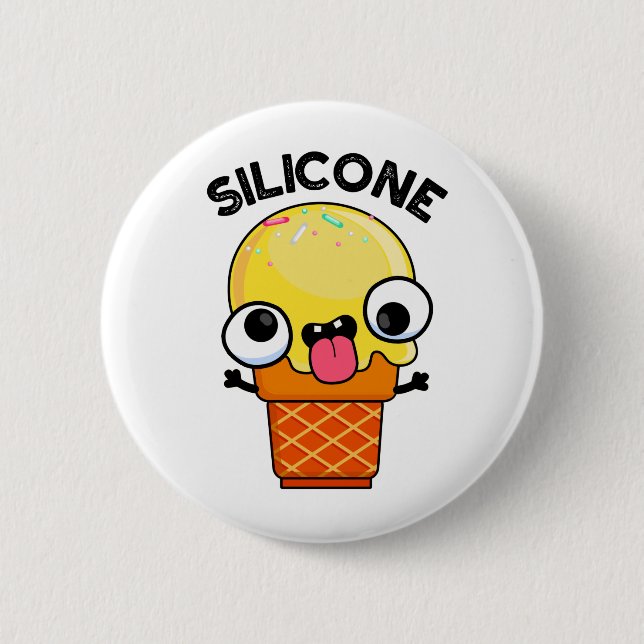 Silicone Funny Ice Cream Cone Pun  Button (Front)
