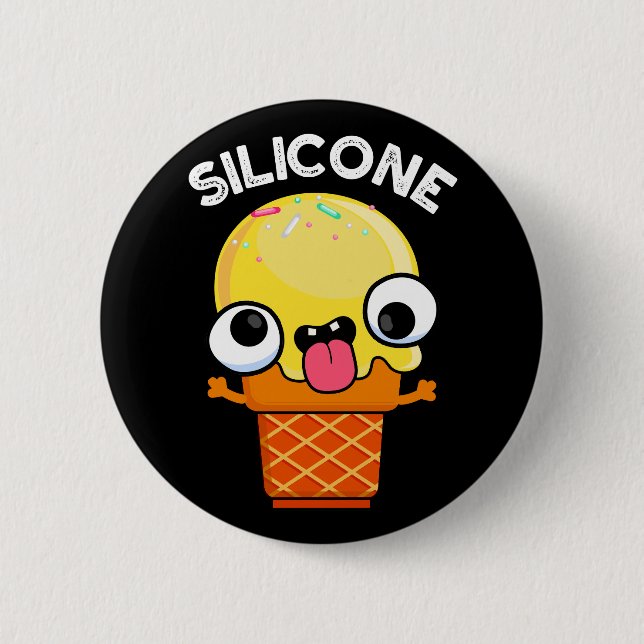 Silicone Funny Ice Cream Cone Pun Dark BG Button (Front)