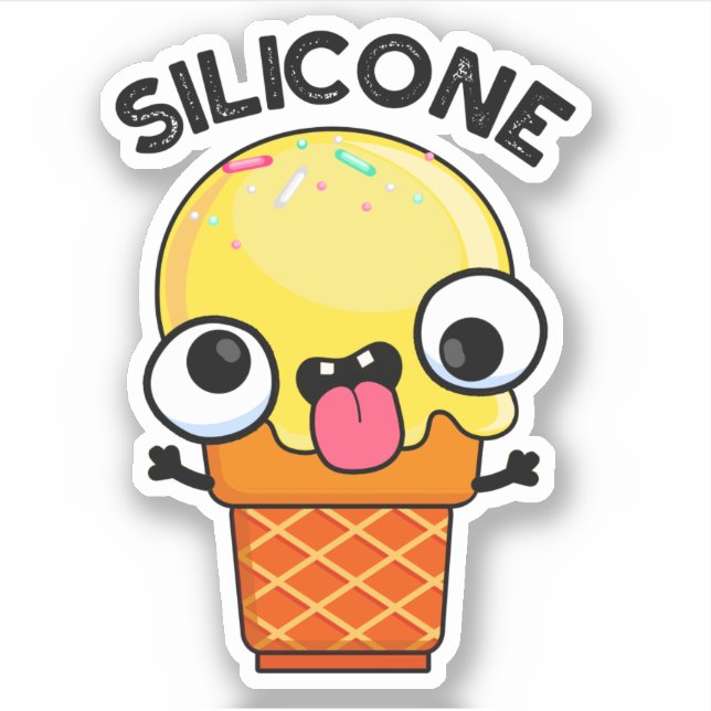 Silicone Funny Ice Cream Cone Pun  Sticker (Front)