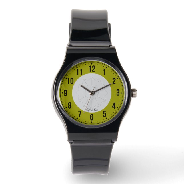 Silicone Strap Black with Olive Green Color Watch (Front)