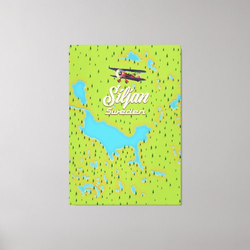 Siljan Lake Sweden map Canvas Print