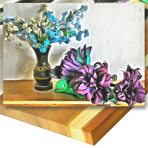 Silk and Corn Husk Flowers 2190 Art Canvas Print