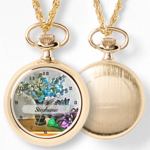 Silk and Corn Husk Flowers 2190 Necklace Watch
