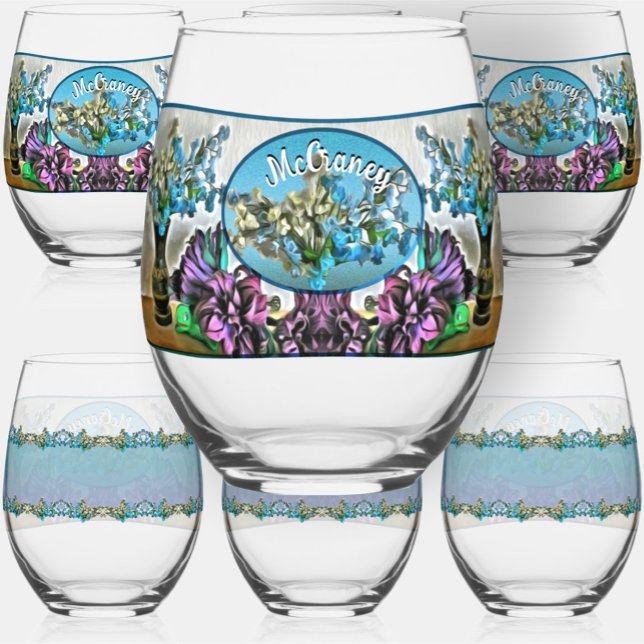 Silk and Corn Husk Flowers 2190  Stemless Wine Glass (Creator Uploaded)