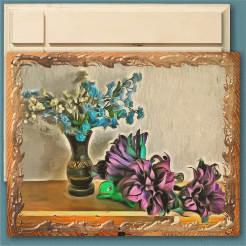 Silk and Corn Husk Flowers 2190 Wood Wall Art