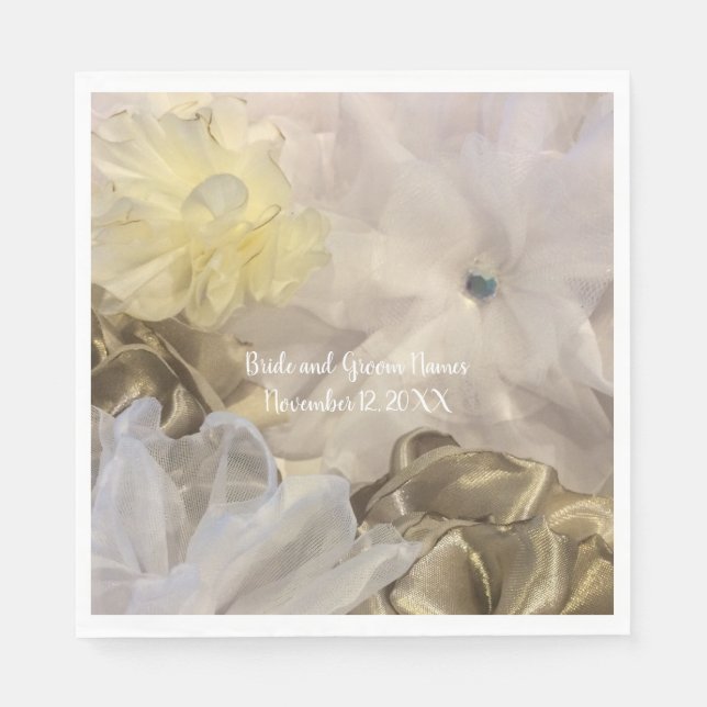 Silk and Organza Flowers Paper Napkins (Front)