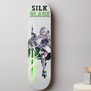 SILK BLADE Anime Samurai Girl - Cyber Silver Skateboard