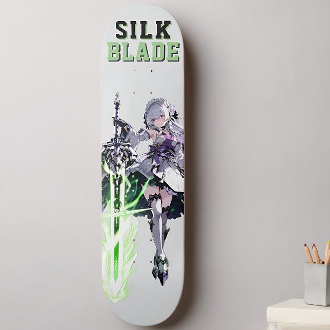 SILK BLADE Anime Samurai Girl - Cyber Silver Skateboard (Creator Uploaded)