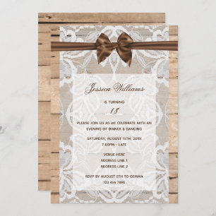 Silk Bow & Lace Birthday Invitation