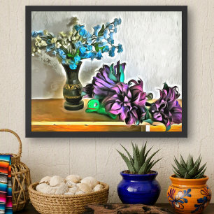 Silk & Corn Husk Mexican Floral 2190 Art Print