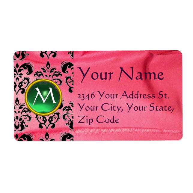 SILK DAMASK GEM green pink Label (Front)