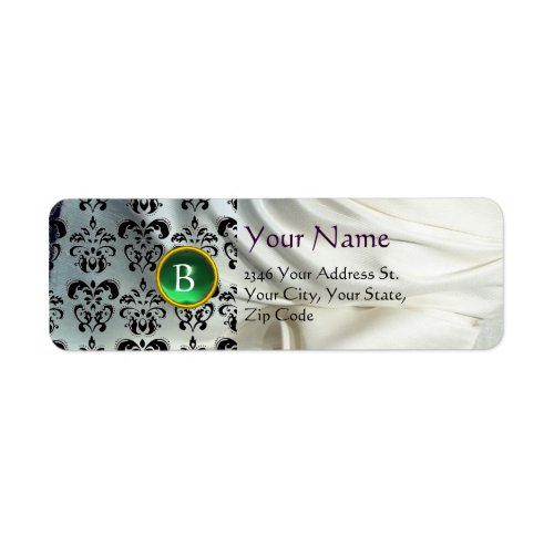 SILK DAMASK GEM green white Label