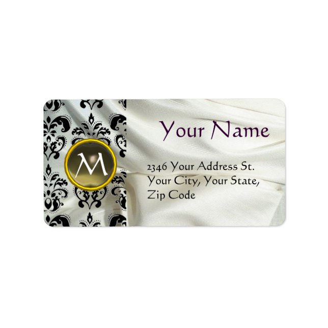 SILK DAMASK GEM grey white Label (Front)
