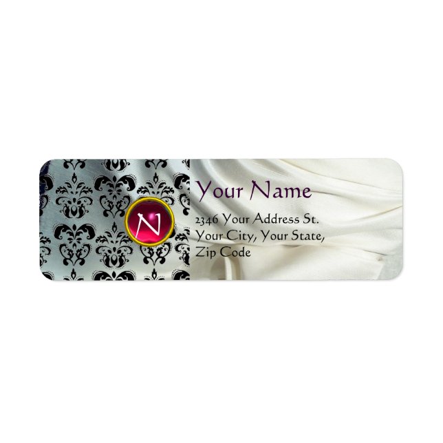 SILK DAMASK GEM pink white Label (Front)
