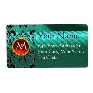 SILK DAMASK GEM red  green blue Label