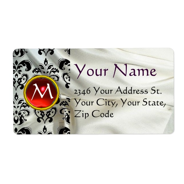 SILK DAMASK GEM red white Label (Front)