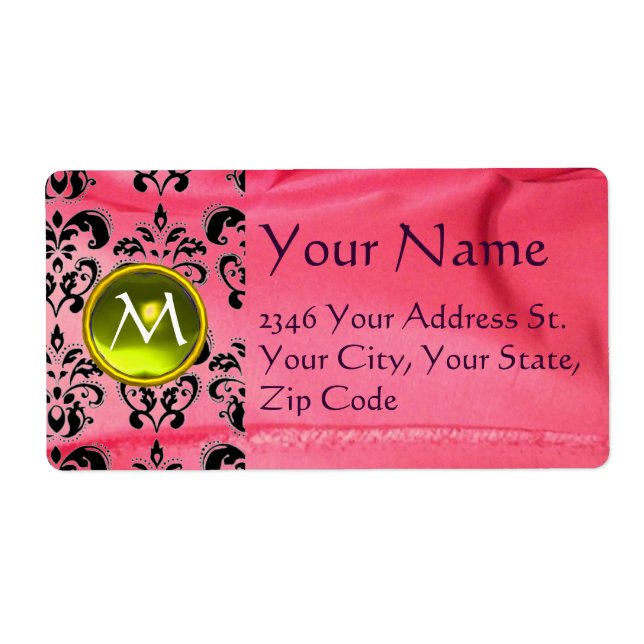 SILK DAMASK GEM yellow pink Label (Front)