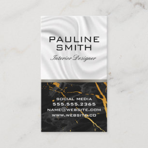 Silk Drapery Black Gold Marble Business Card