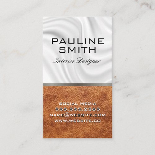 Silk Drapery  Brown Leather Texture Business Card