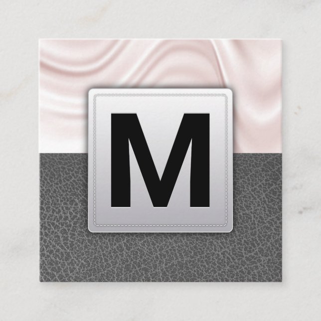Silk Drapery | Gray Leather Square Business Card (Front)